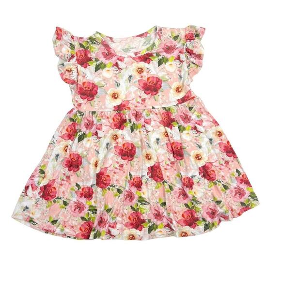 Posh Peanut Marlene Floral Flutter Sleeve Peplum Top - Picture 1 of 6